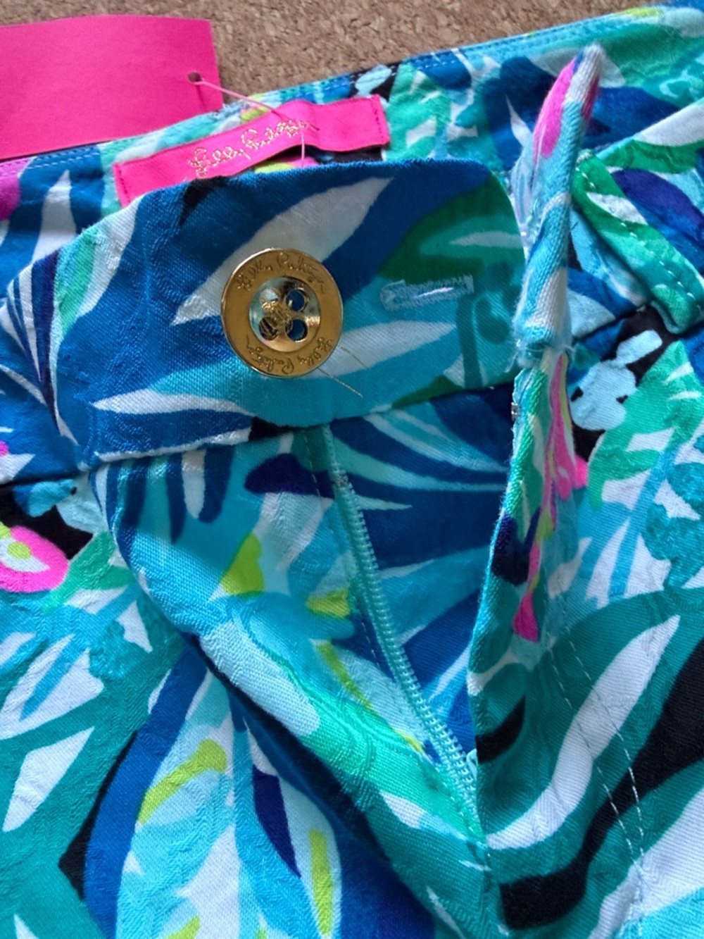 Lilly Pulitzer Blue, Teal & Pink Tropical Kelly skinny ankle pants - Picture 5 of 8